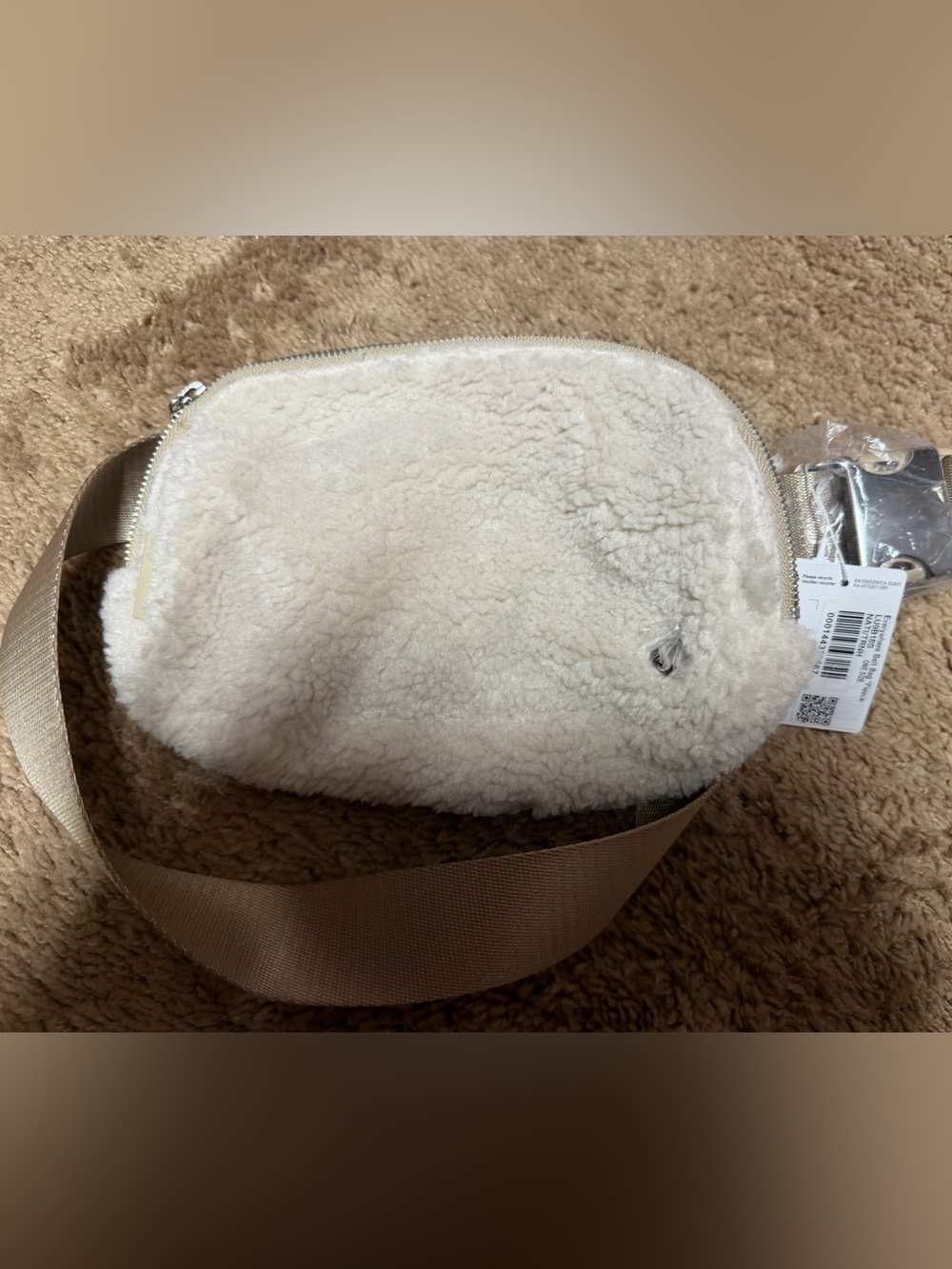 Lululemon Cream Faux-Shearling Crossbody Belt Bag